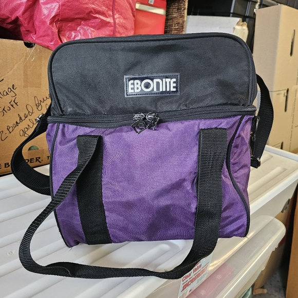 Ebonite Bowling Ball Bag Shoe Compartment  Vintage Purple Black - Picture 4 of 11